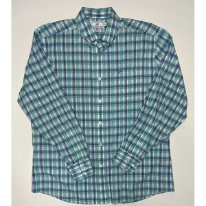 Southern Tide Men Large Long Sleeve Green Plaid Button Down Shirt Preppy Classic